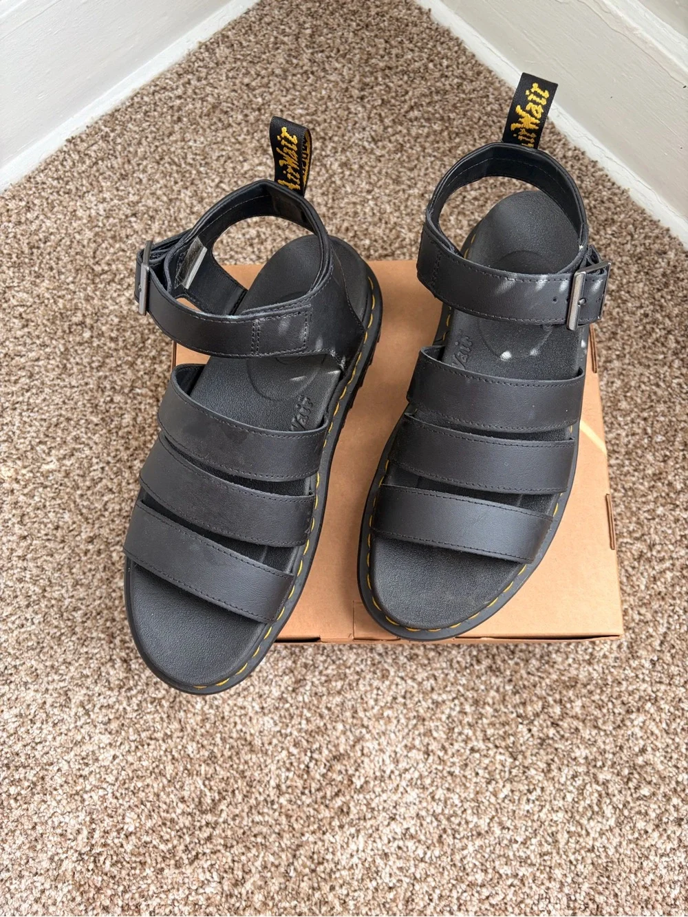 Dr. Martens Blaire strappy gladiator sandals in matte black leather